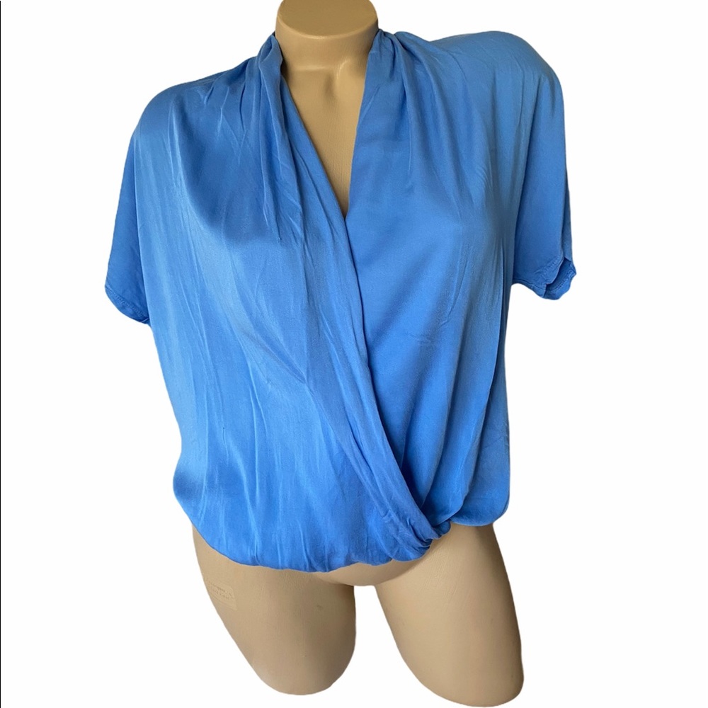 LAmade Blue Surplice Top Small NWT New